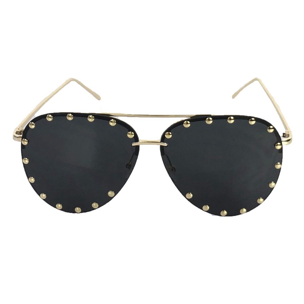 Studded Black Aviator Sunglasses